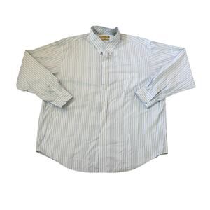 Gold Label Roundtree & Yorke Blue/White Striped Button-Down Mens Size XXL